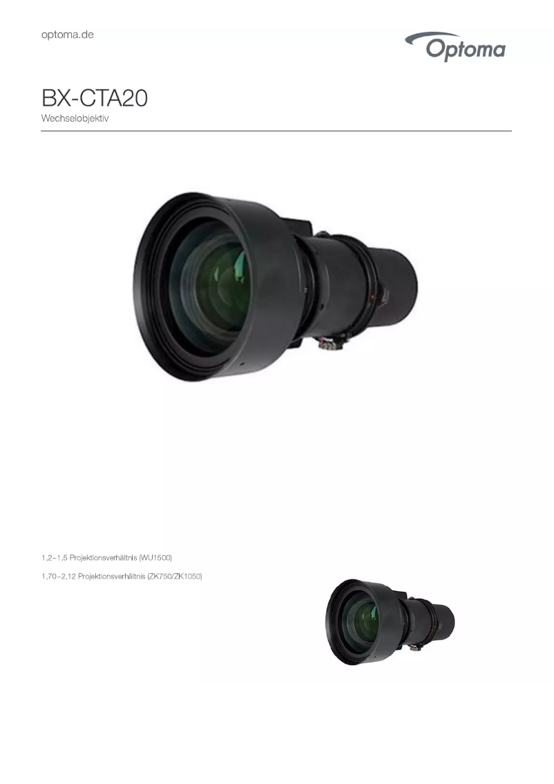 Page 1 de la notice Manuel utilisateur Optoma BX-CTA20