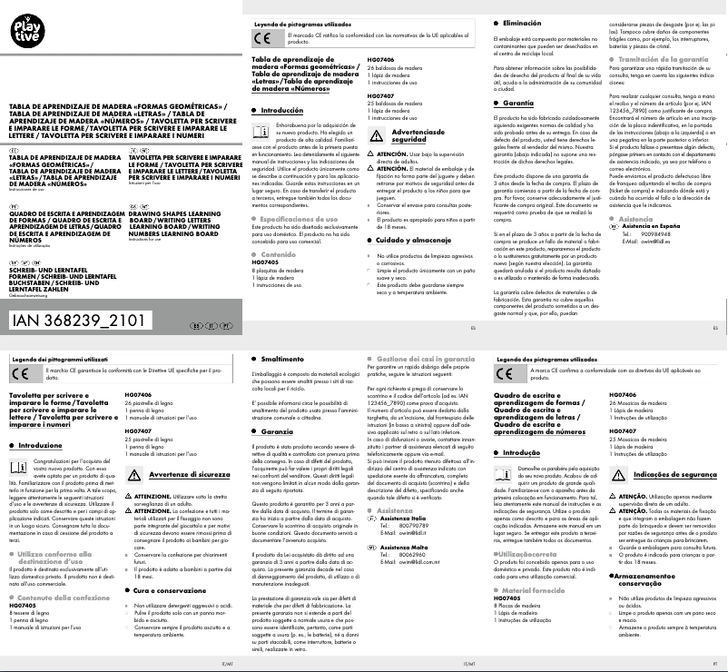 Page 1 de la notice Manuel utilisateur Playtive HG07406