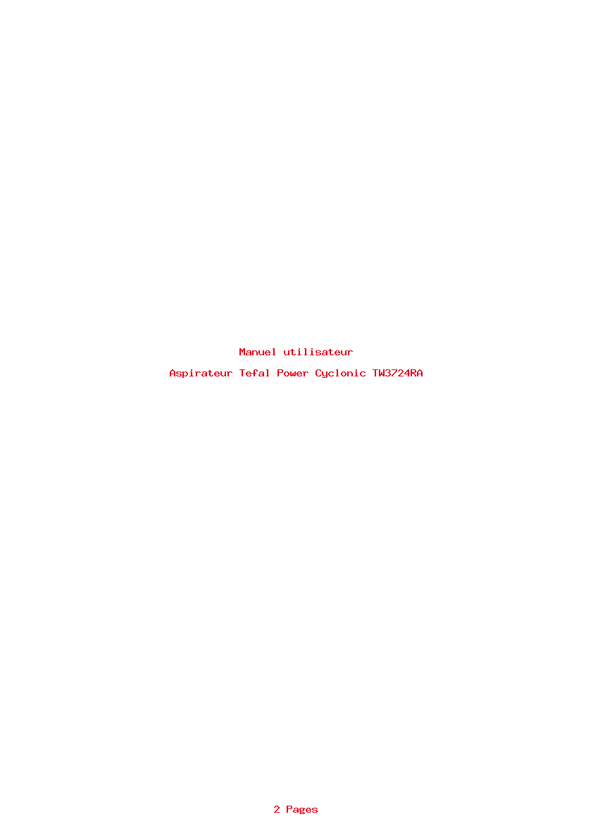 Page 1 de la notice Manuel utilisateur Tefal Power Cyclonic TW3724RA