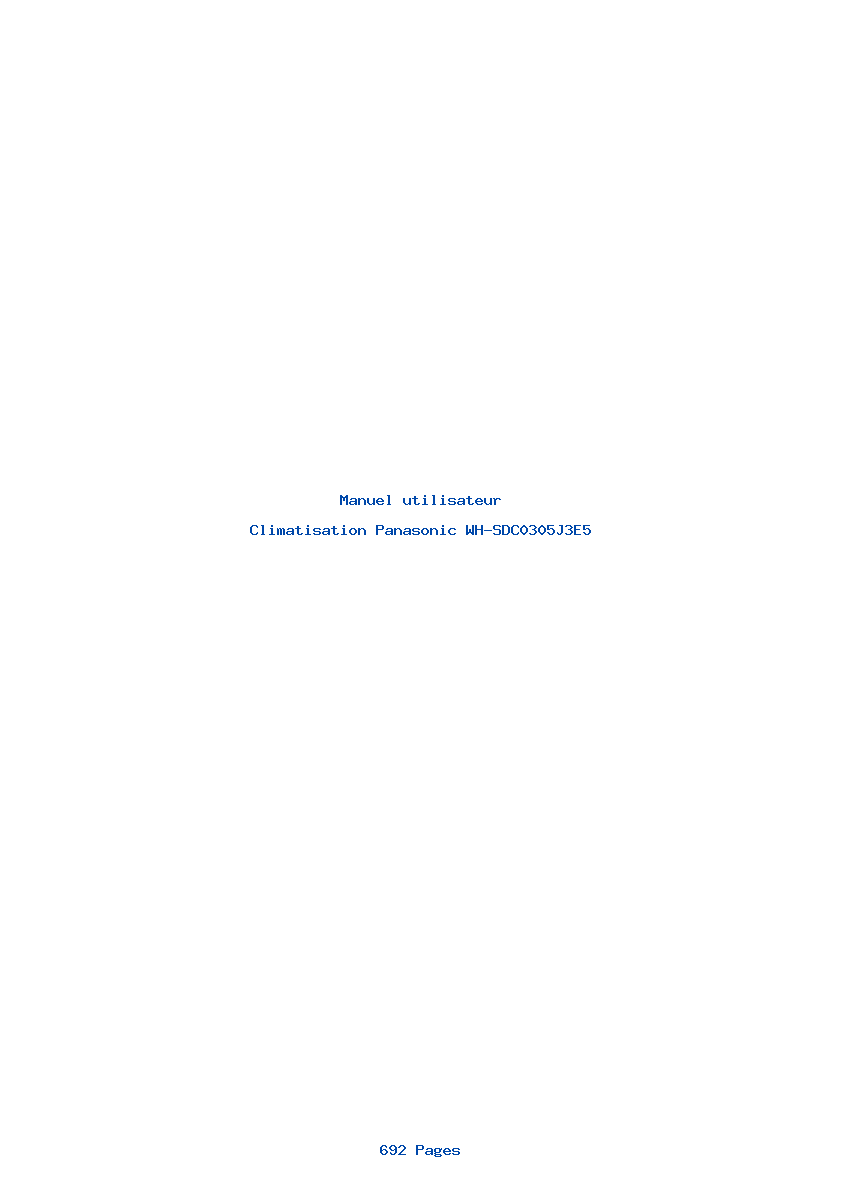 Page 1 de la notice Manuel utilisateur Panasonic WH-SDC0305J3E5