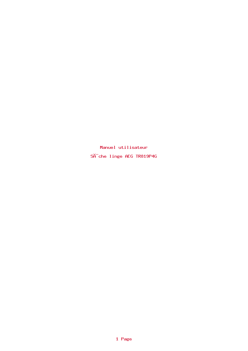 Page 1 de la notice Manuel utilisateur AEG TR819P4G