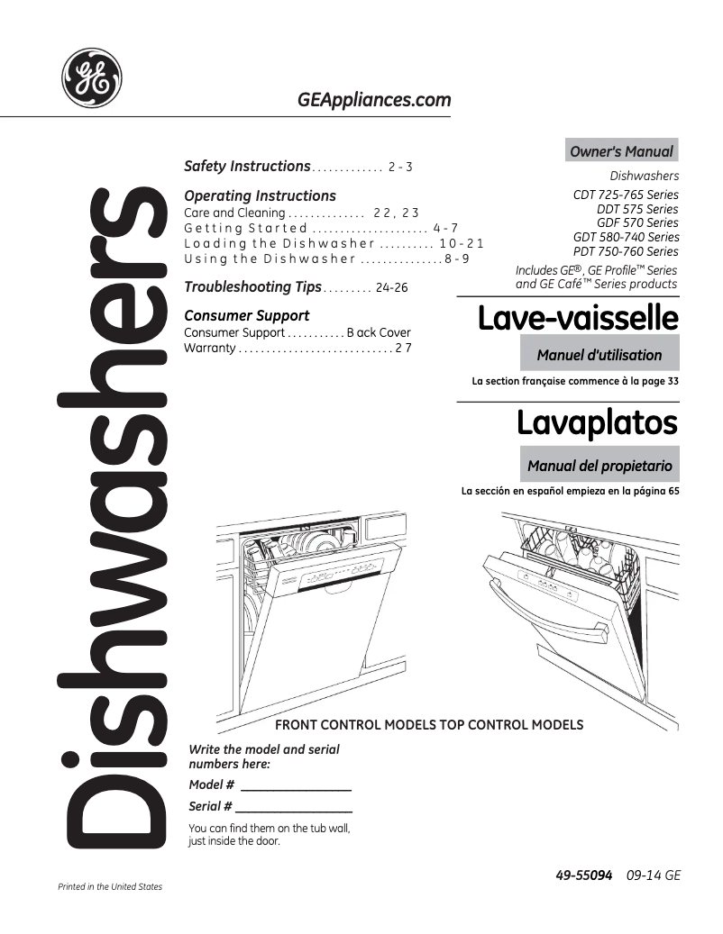 Page 1 de la notice Mode d'emploi GE GDF570SGFBB