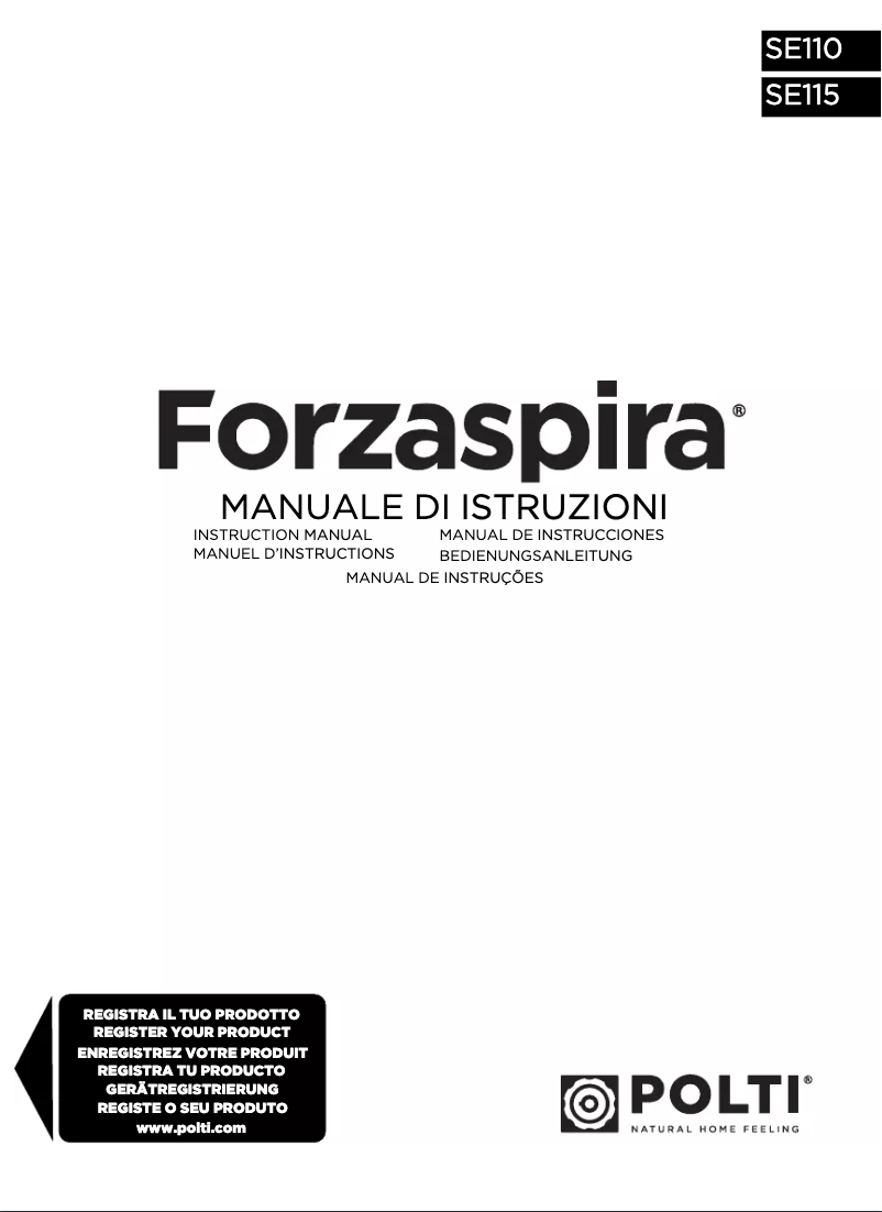 Page 1 de la notice Manuel utilisateur Polti Forzaspira SE 110