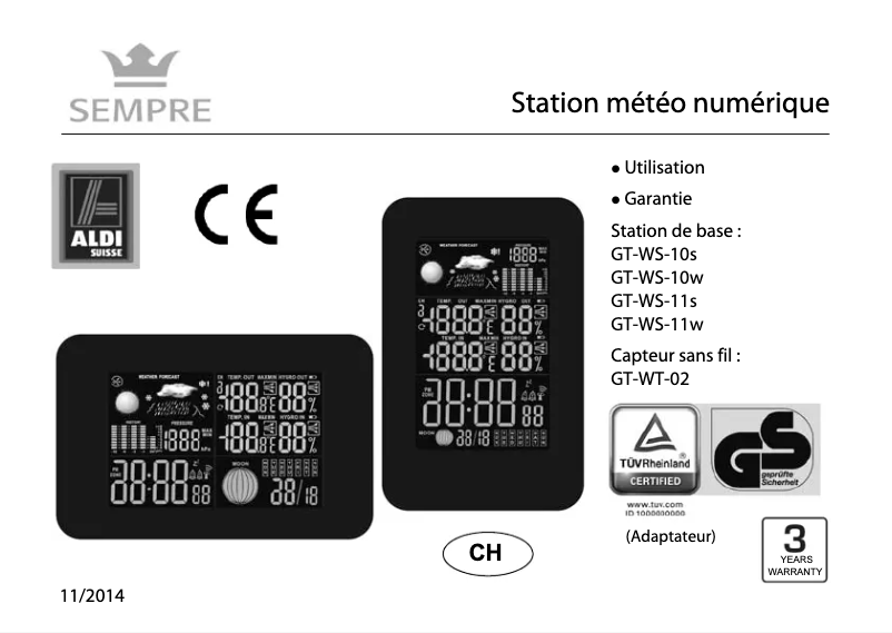 Image de la première page du manuel de l'appareil GT-WS-10s