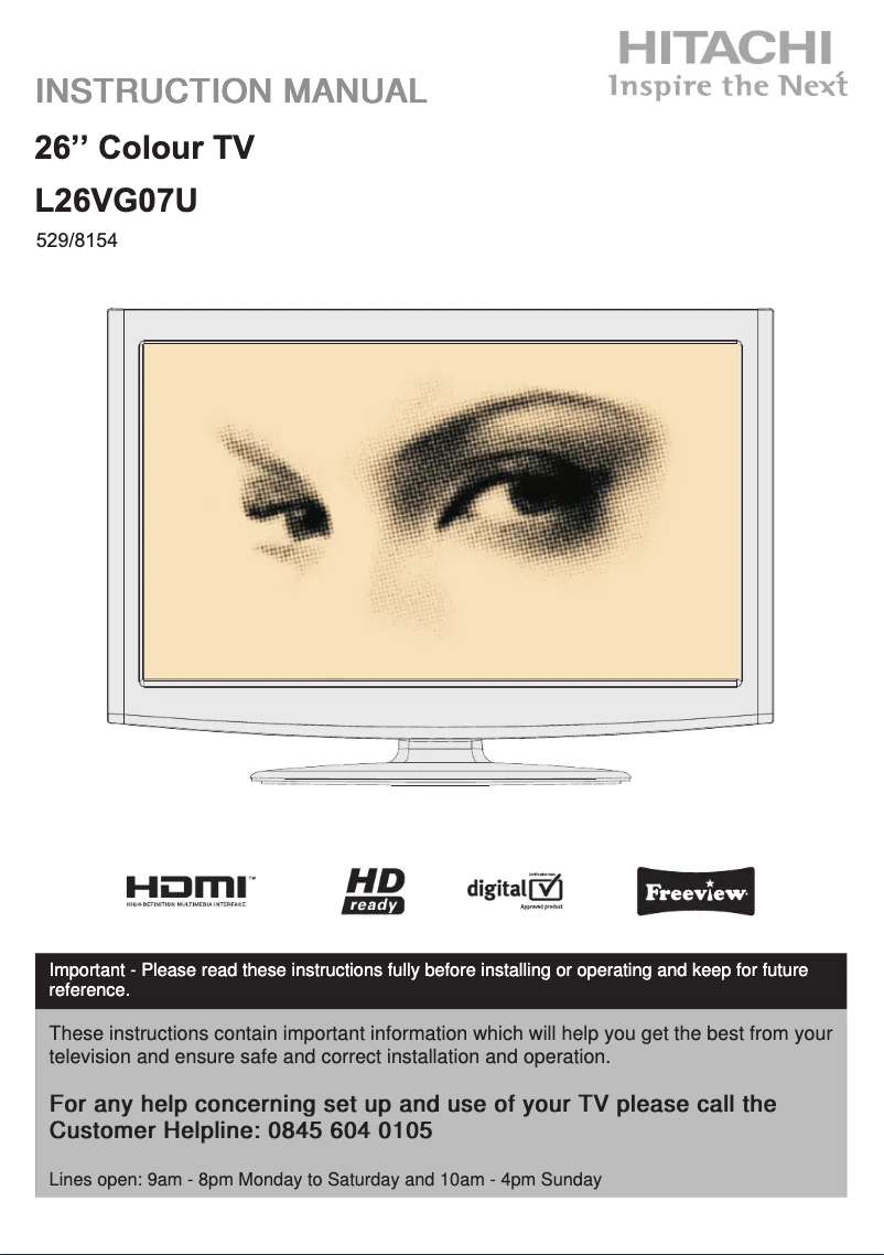 Página 1 del manual Manual de usuario Hitachi L26VG07U