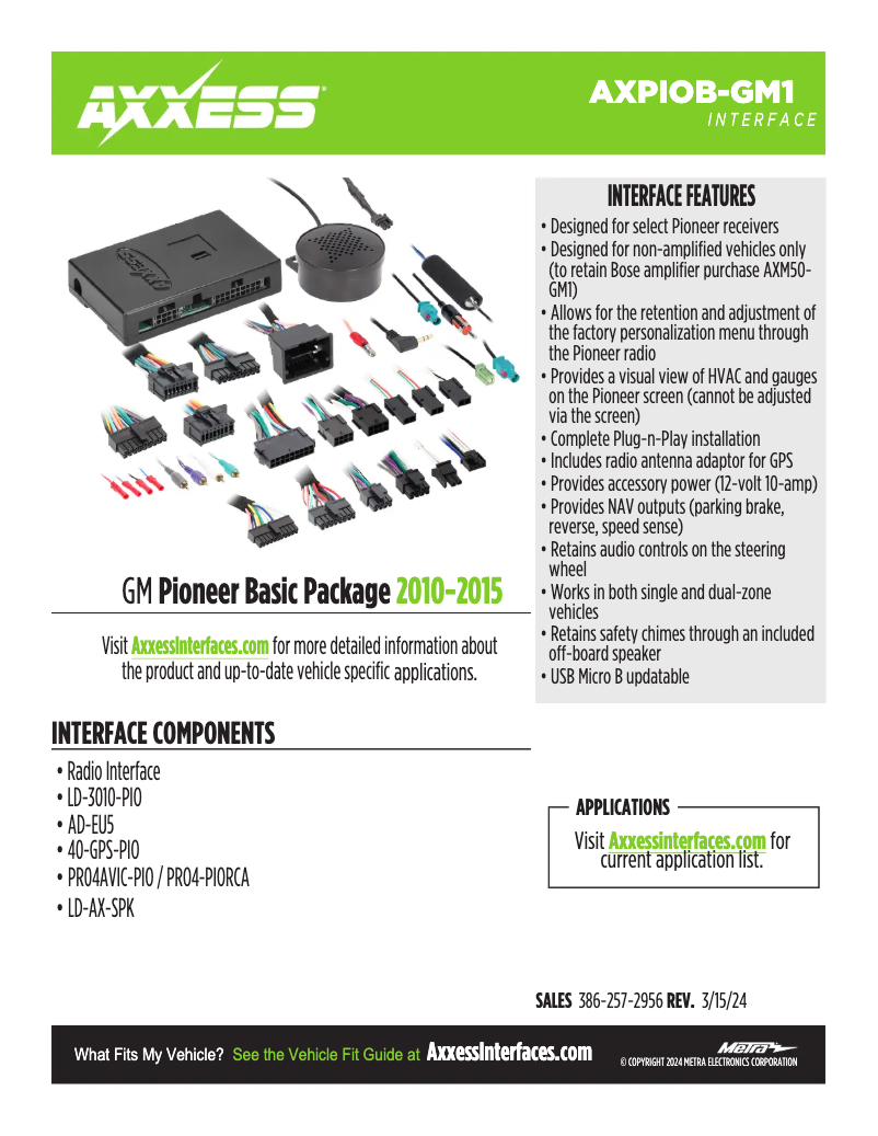 Page 1 de la notice Fiche technique AXESS AXPIOB-GM1