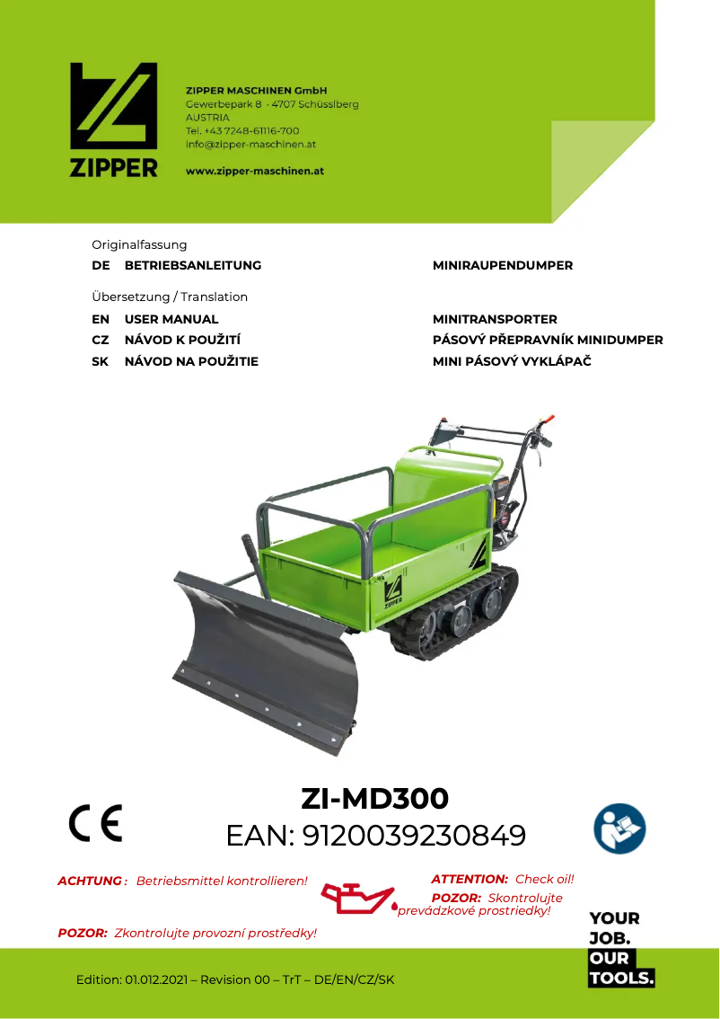 Page 1 de la notice Manuel utilisateur Zipper ZI-MD300