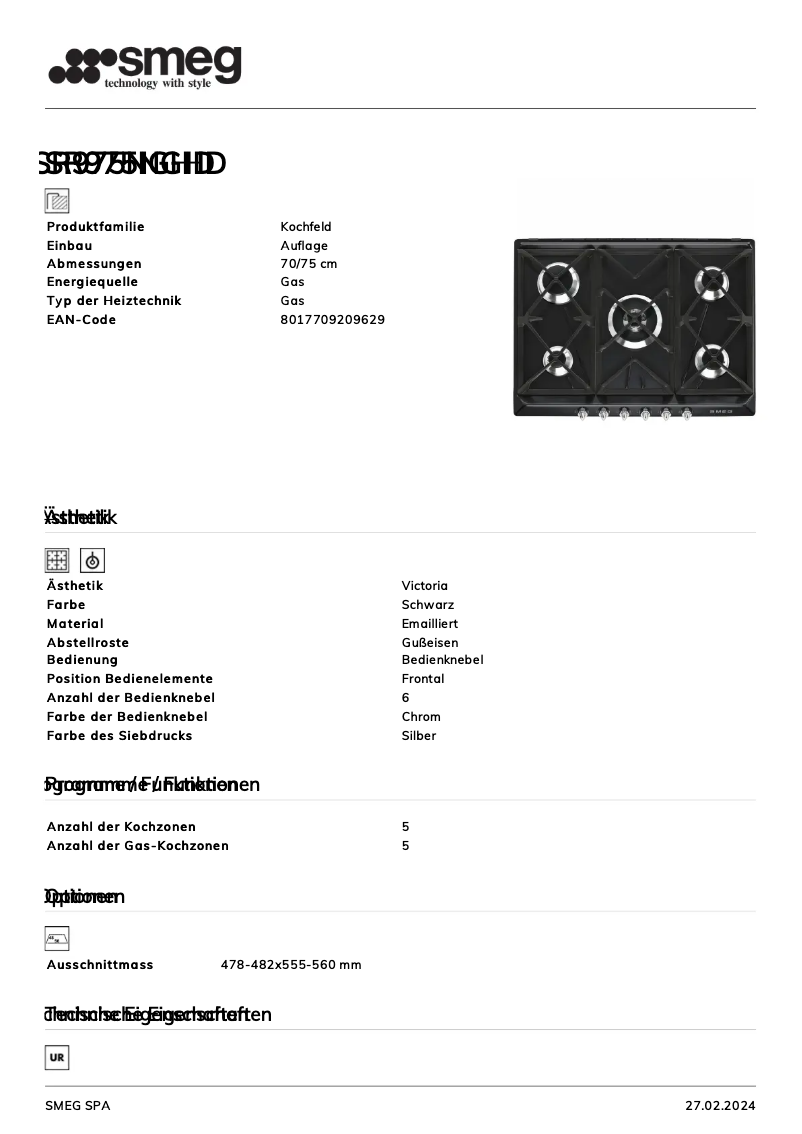 Page 1 de la notice Manuel utilisateur Smeg SR975NGHD