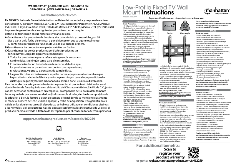 Page 1 de la notice Manuel utilisateur Manhattan 462259