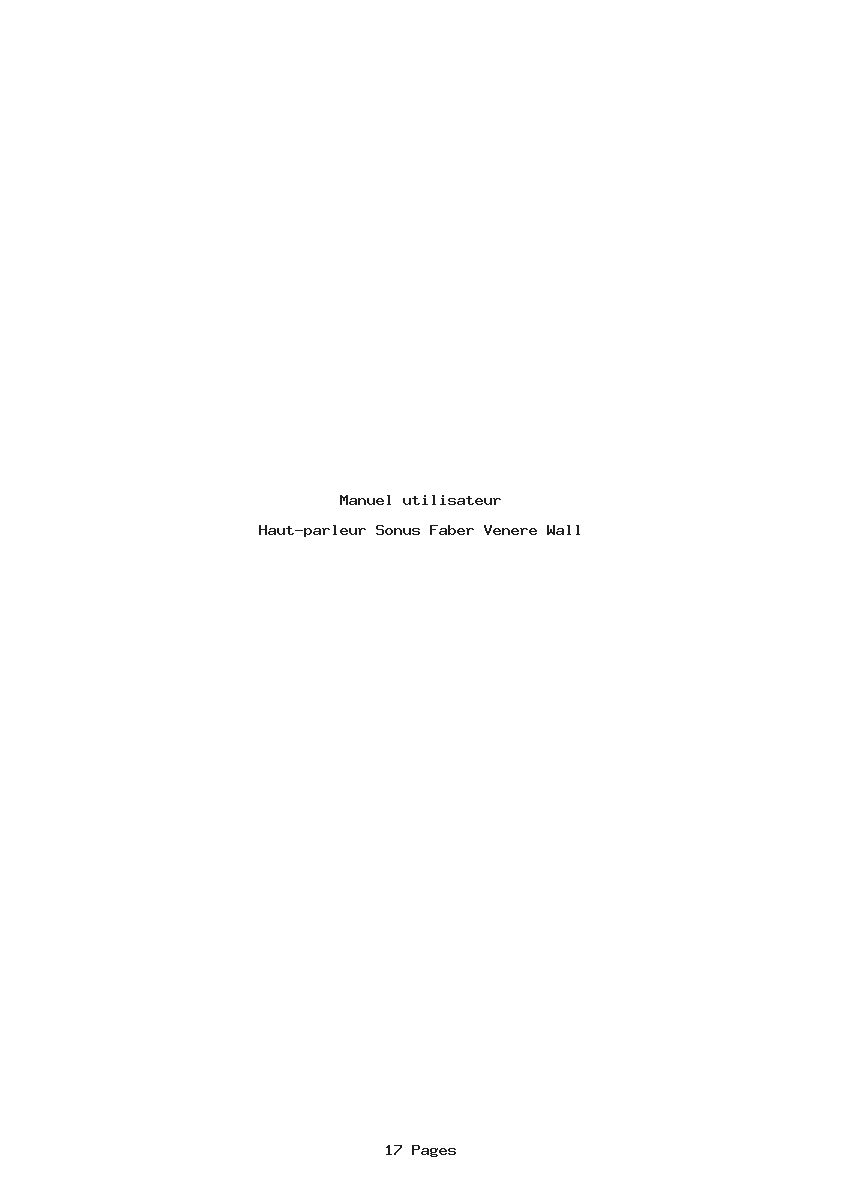Page 1 de la notice Manuel utilisateur Sonus Faber Venere Wall