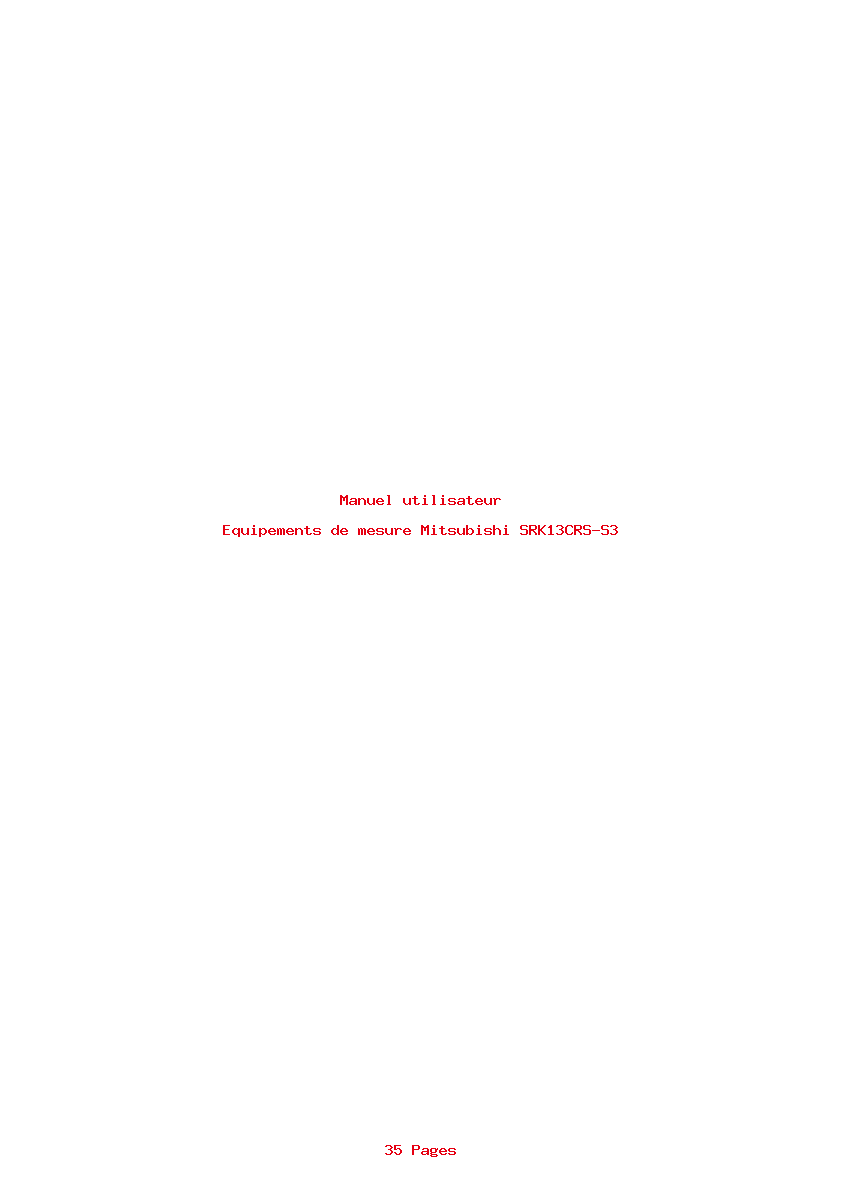 Page 1 de la notice Manuel utilisateur Mitsubishi SRK13CRS-S3