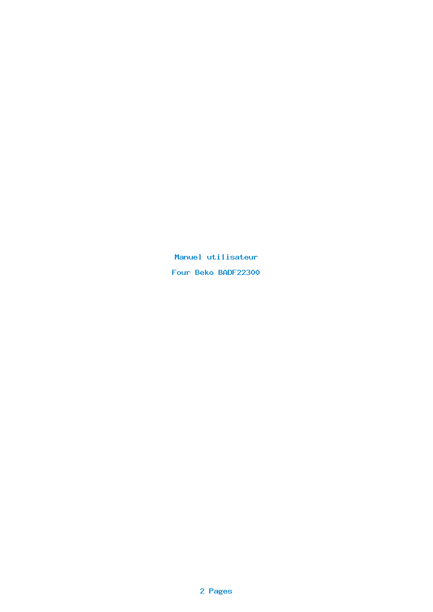 Page 1 de la notice Manuel utilisateur Beko BADF22300