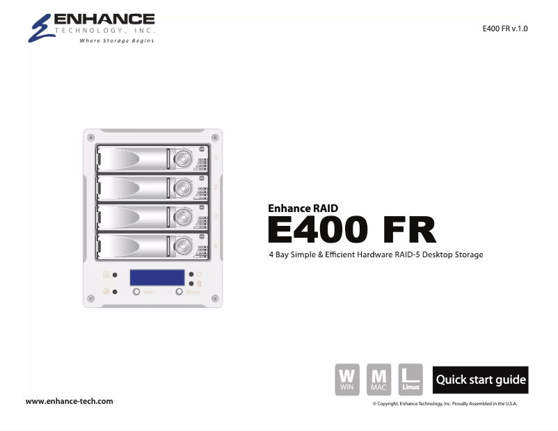 Page 1 de la notice Manuel utilisateur Enhance E400FR-F8T
