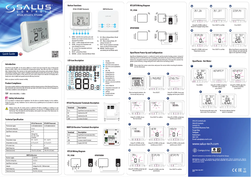Page 1 de la notice Manuel utilisateur Salus RT 520 TX