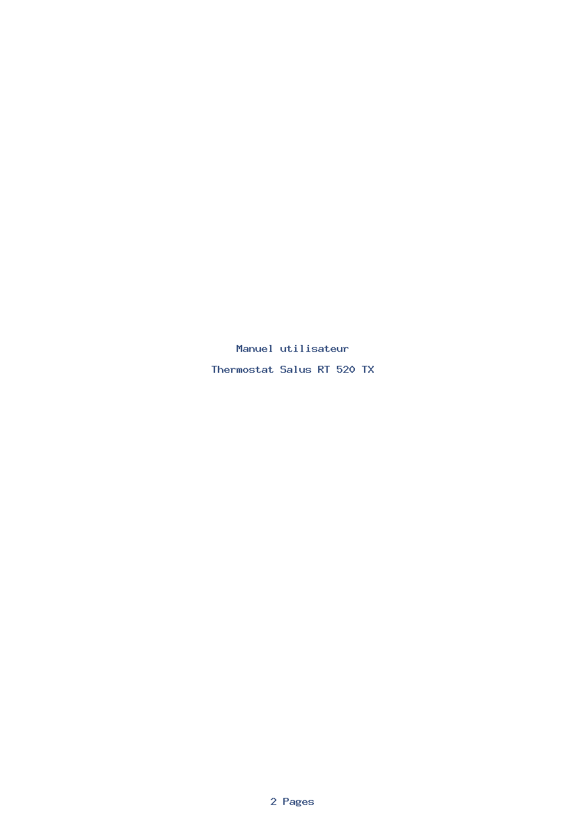 Page 1 de la notice Manuel utilisateur Salus RT 520 TX