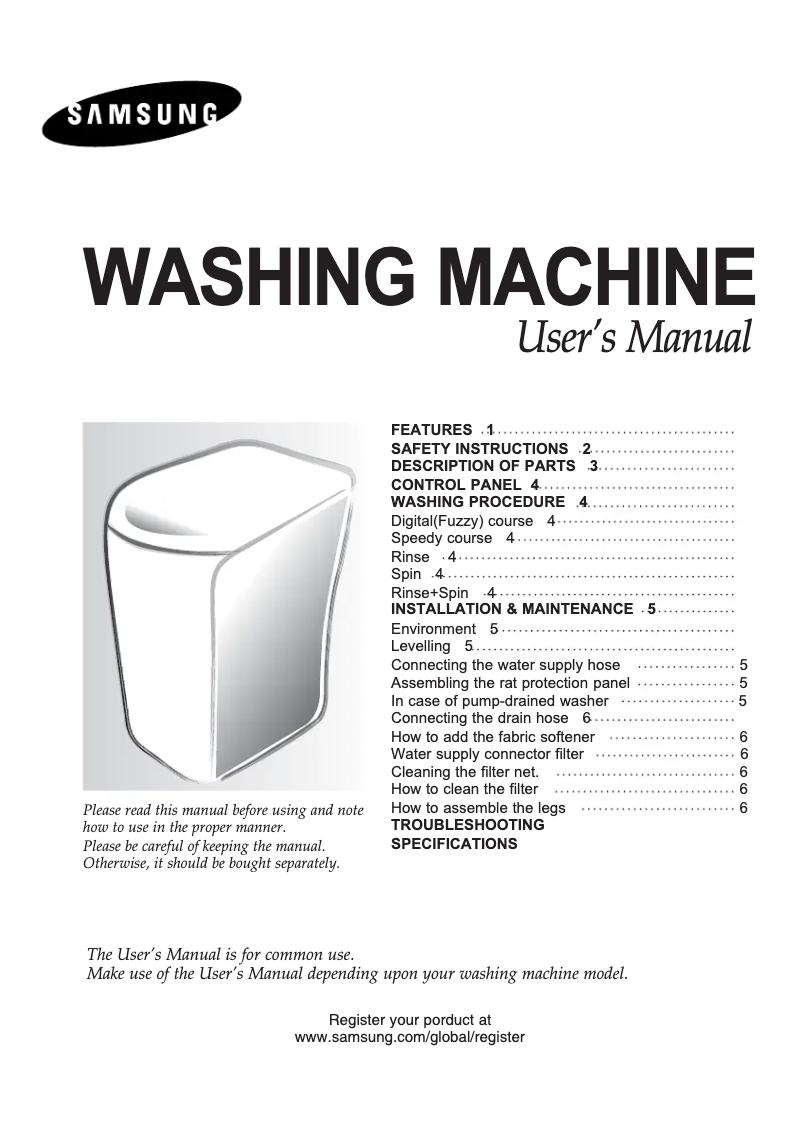 Página 1 del manual Manual de usuario Samsung WA71NP