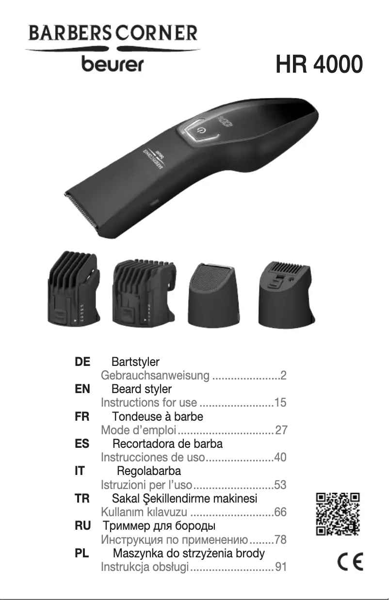 Page 1 de la notice Manuel utilisateur Beurer HR 4000 Fili