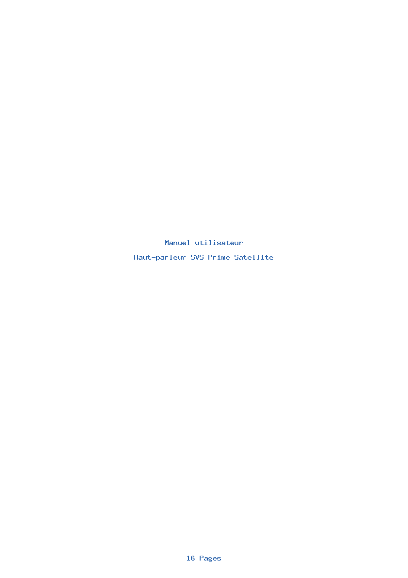 Page 1 de la notice Manuel utilisateur SVS Prime Satellite