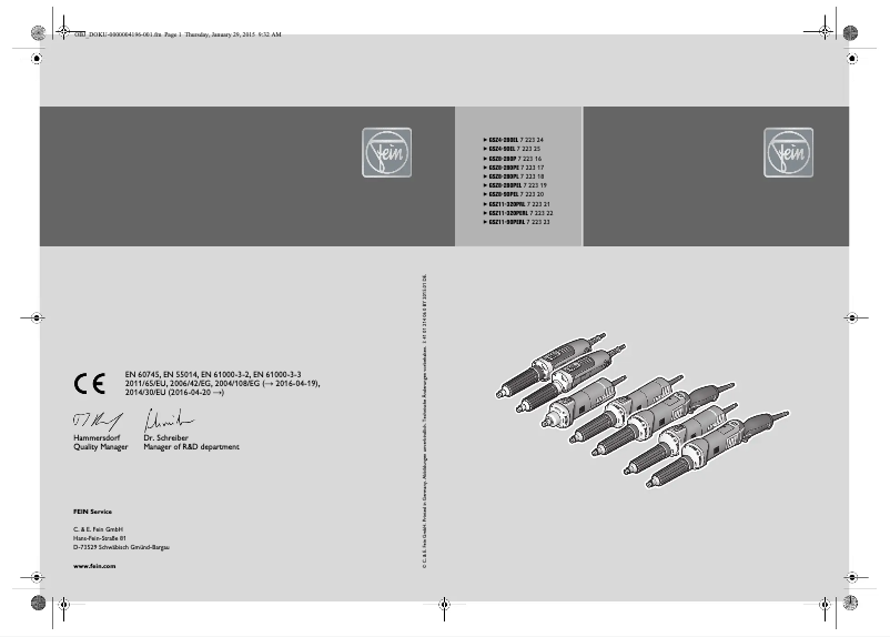 Page 1 de la notice Manuel utilisateur Fein GSZ 8-280 P