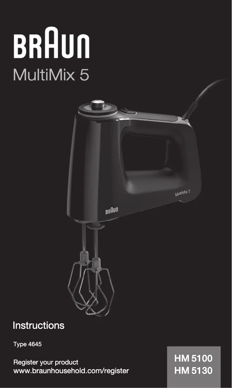 Page 1 de la notice Manuel utilisateur Braun MultiMix 5 HM5100