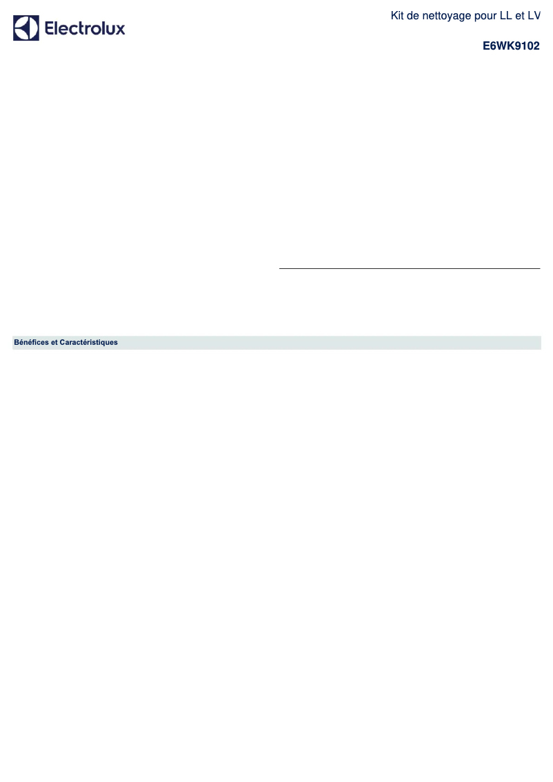 Page 1 de la notice Manuel utilisateur Electrolux E6WK9102