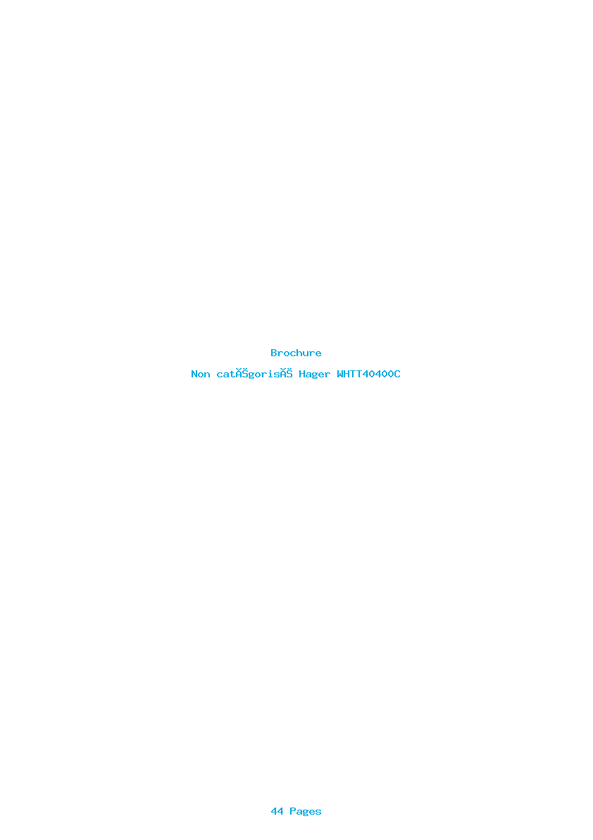 Page 1 de la notice Brochure Hager WHTT40400C