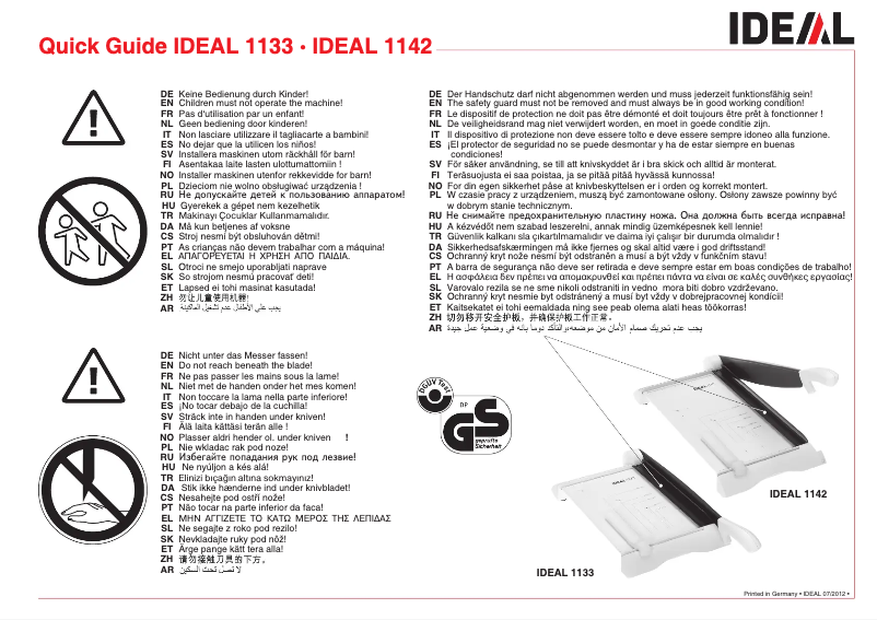 Page 1 de la notice Manuel utilisateur Ideal 1133