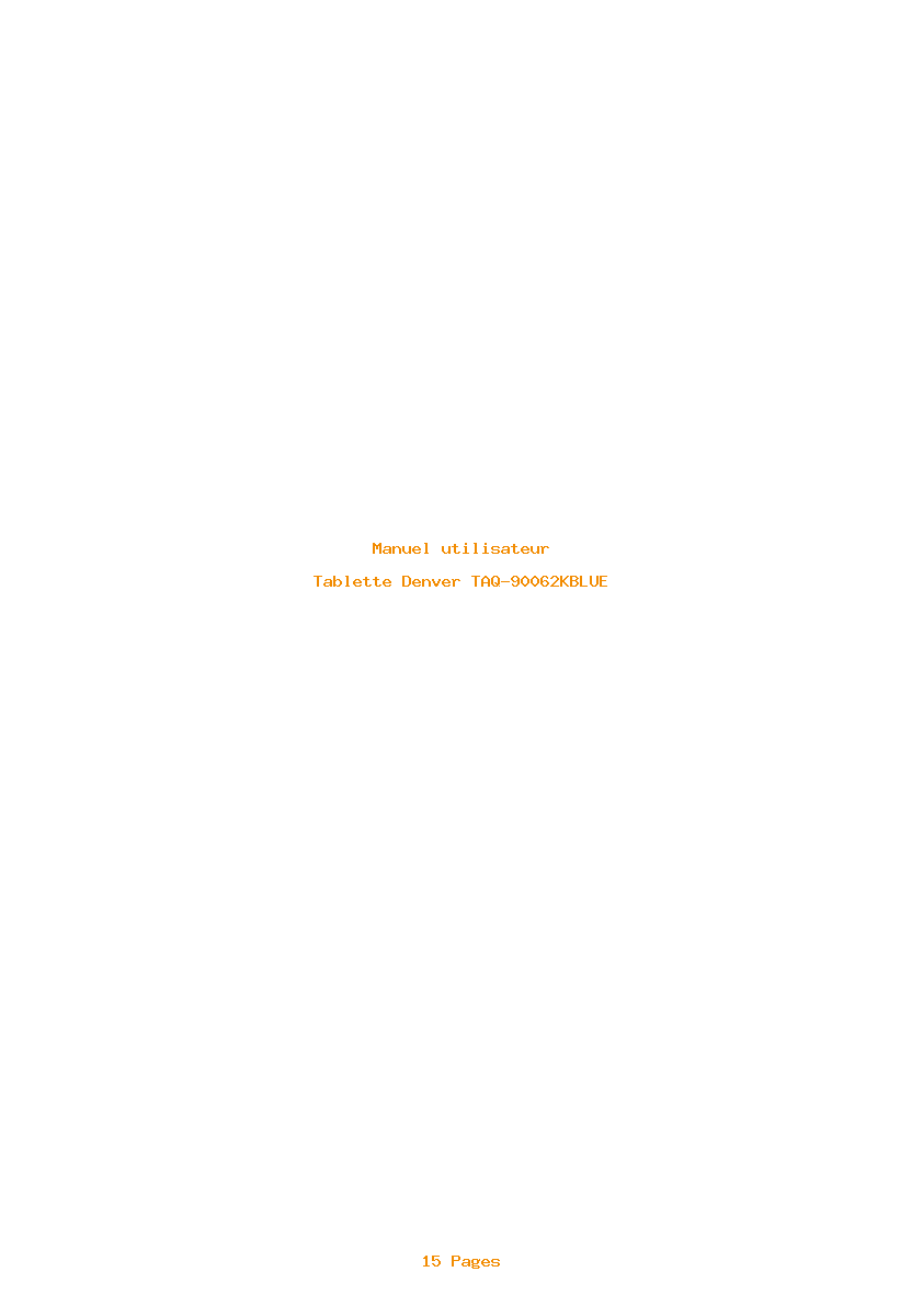 Page 1 de la notice Manuel utilisateur Denver TAQ-90062KBLUE