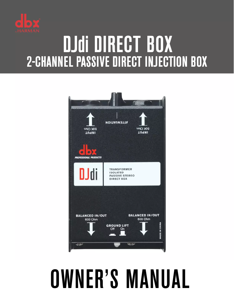 Page 1 de la notice Manuel utilisateur DBX DBXDJDI