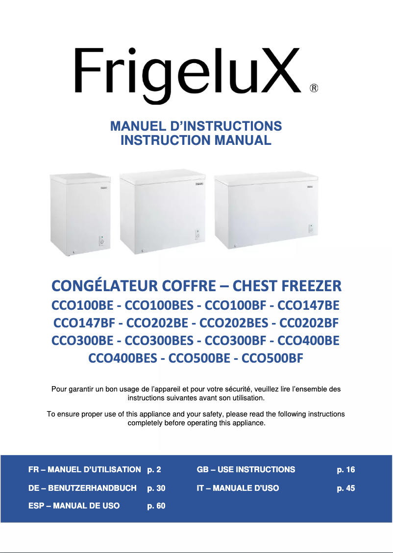 Página 1 del manual Manual de usuario FrigeluX CCO147BE