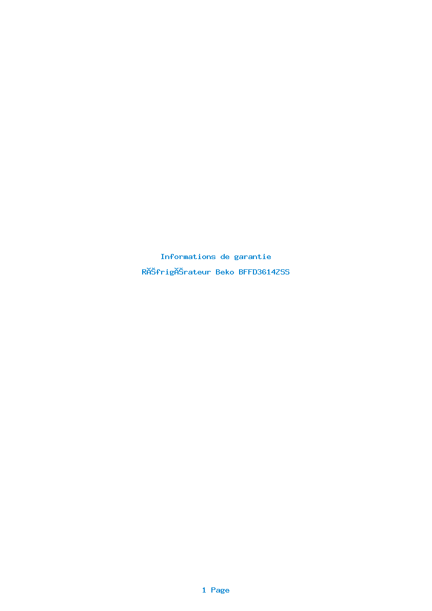 Image de la première page du manuel de l'appareil BFFD3614ZSS