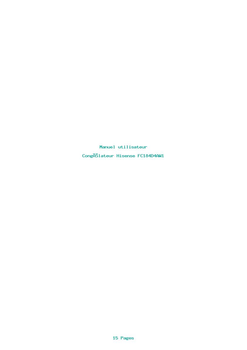 Page 1 de la notice Manuel utilisateur Hisense FC184D4AW1