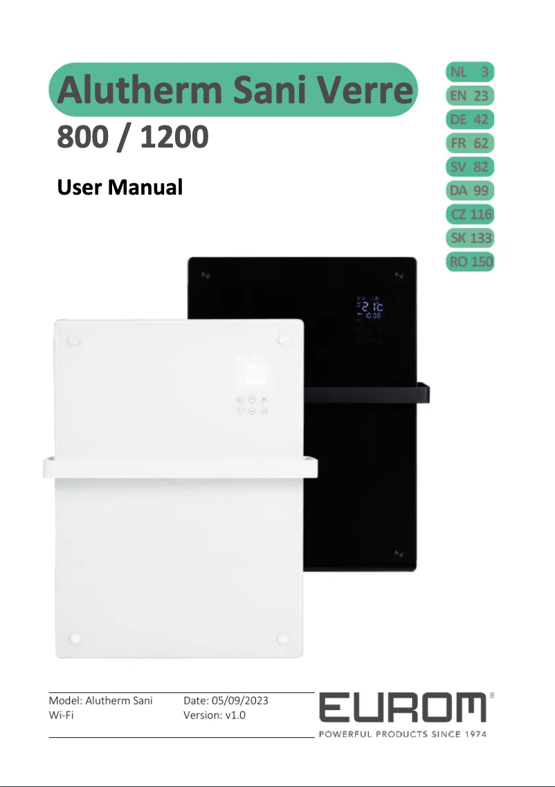 Page 1 de la notice Manuel utilisateur Eurom Alutherm Sani 800 Wifi