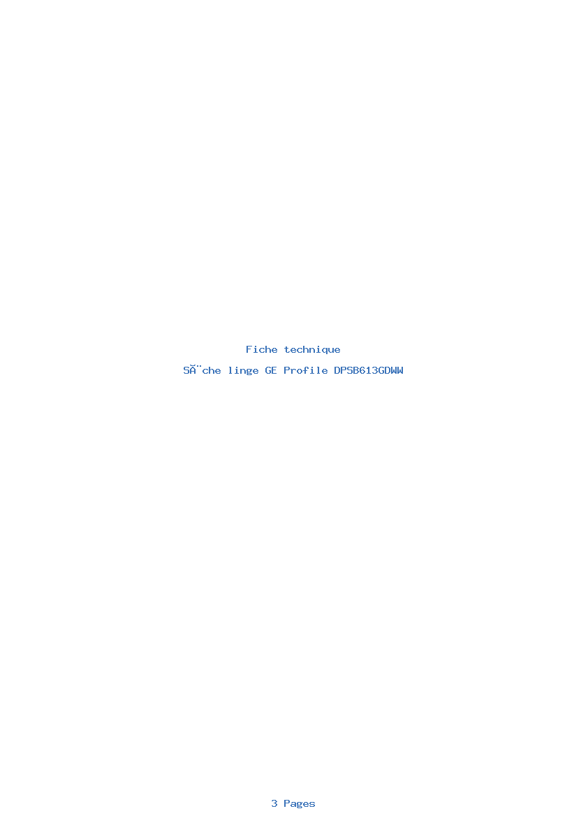 Page 1 de la notice Fiche technique GE Profile DPSB613GDWW