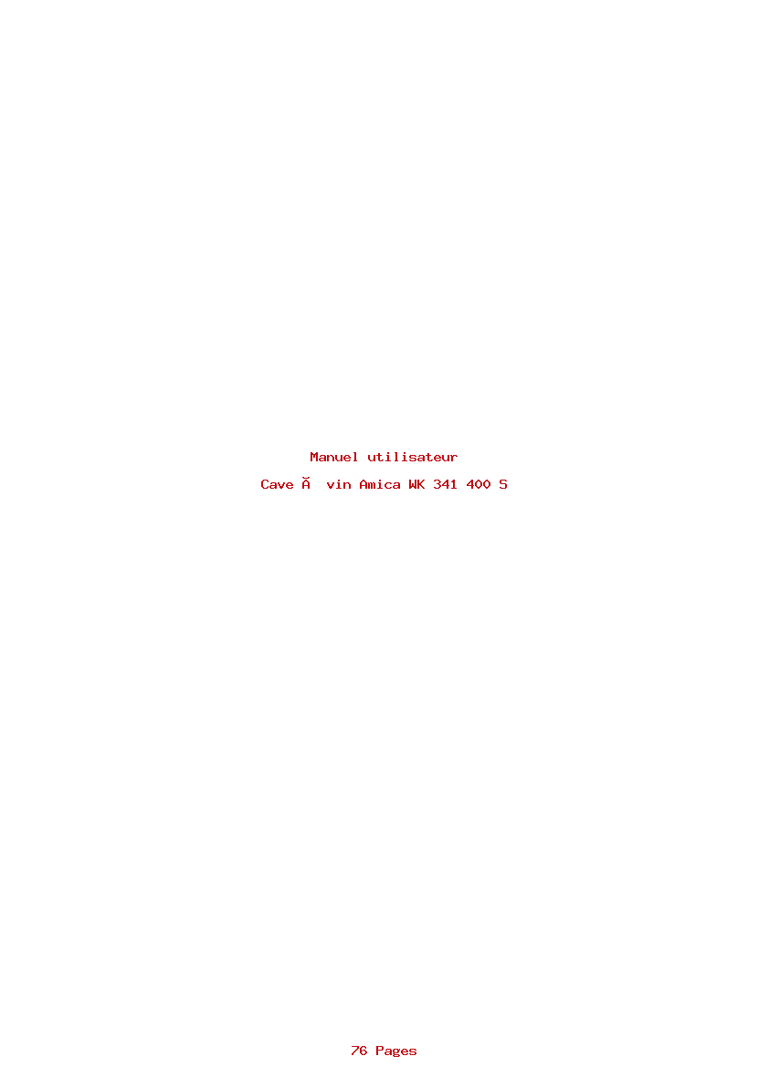 Page 1 de la notice Manuel utilisateur Amica WK 341 400 S