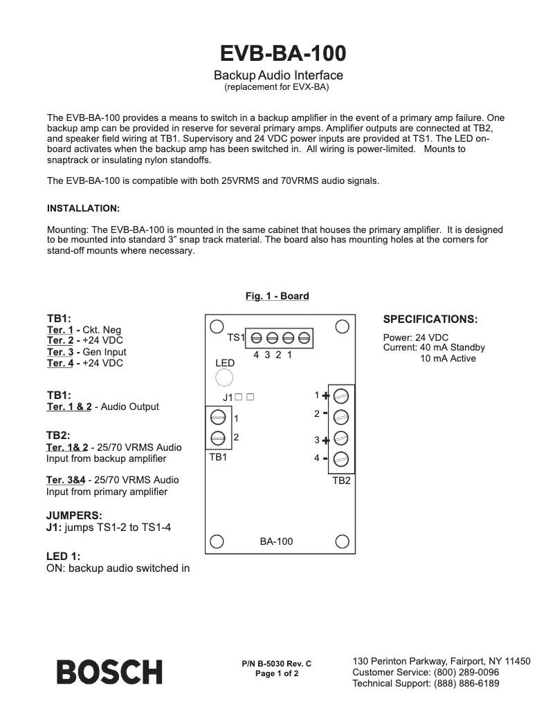 Page 1 of the manual User Manual Bosch EVB-BA100