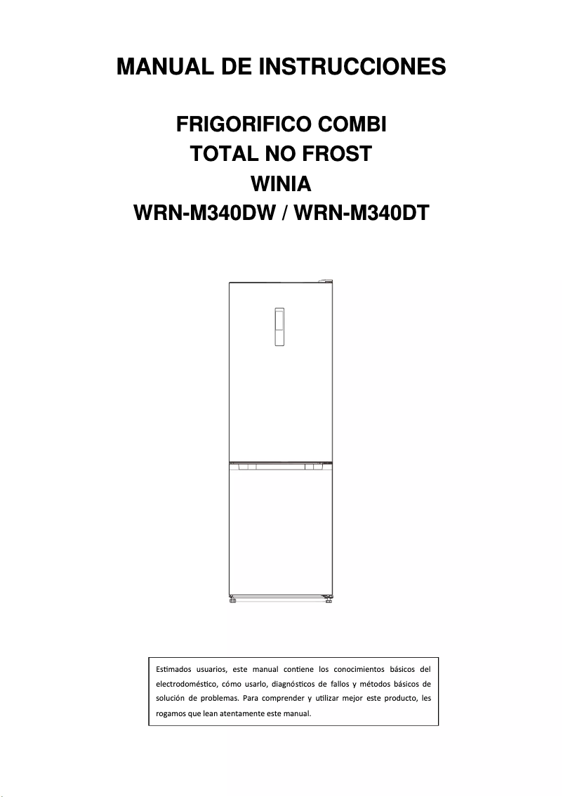 Page 1 de la notice Manuel utilisateur Winia WRN-M340DW