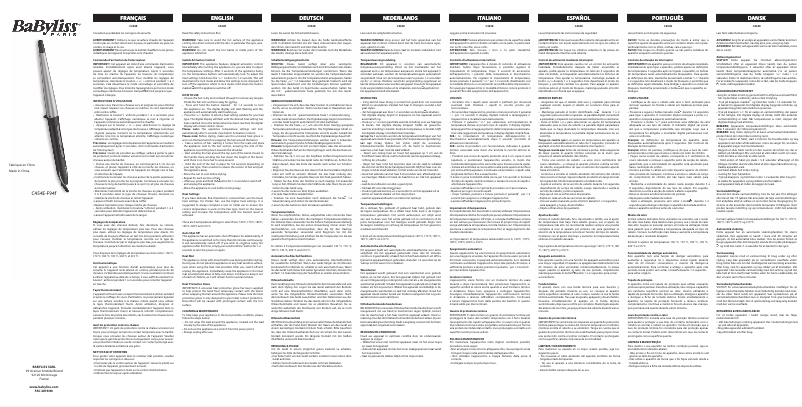 Page 1 de la notice Manuel utilisateur BaByliss Quartz Conical C454E