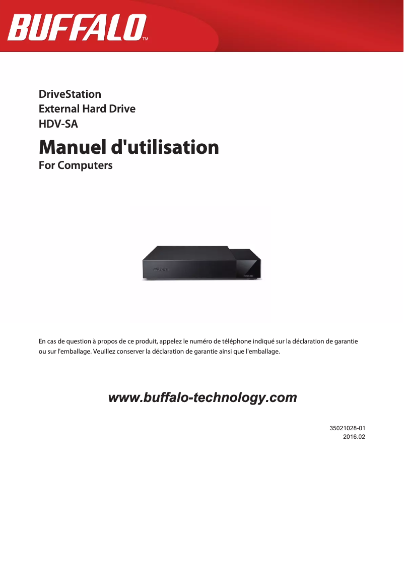 Page 1 de la notice Manuel utilisateur Buffalo DriveStation HDV-SA