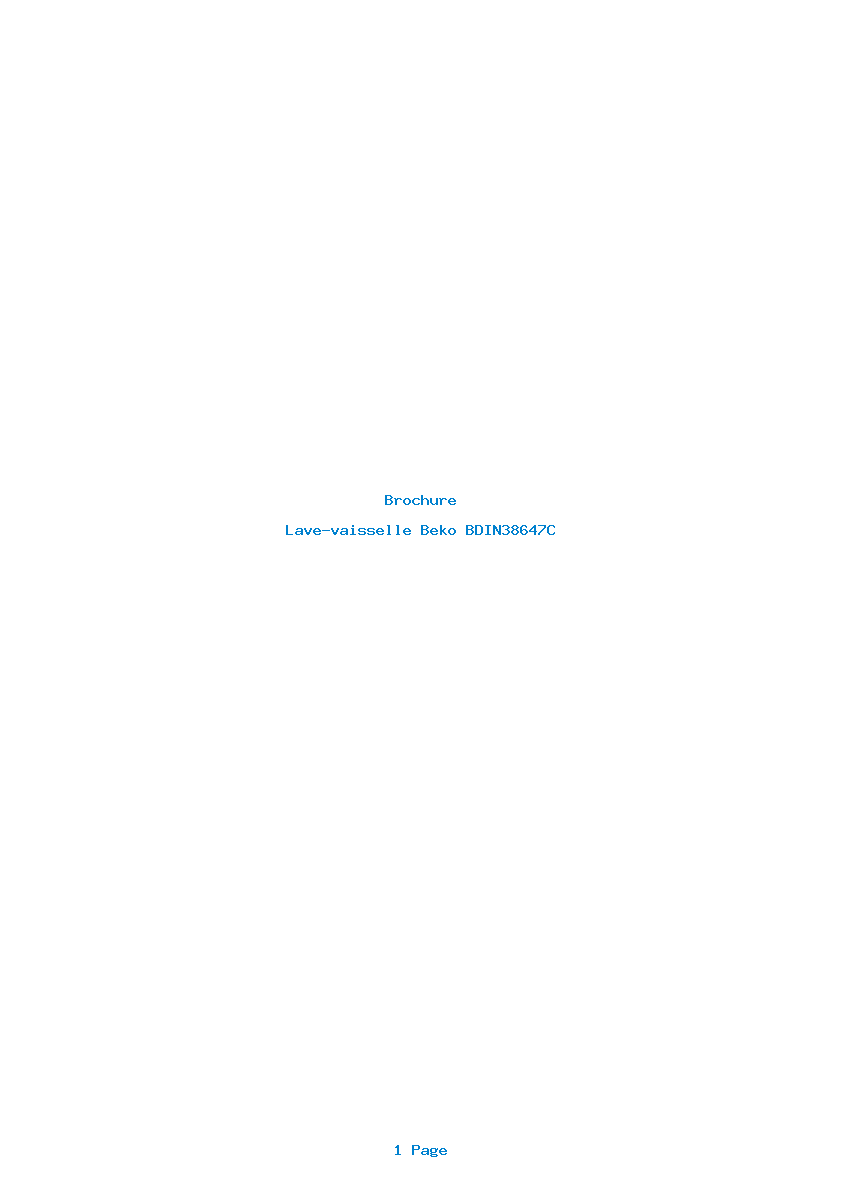 Page 1 de la notice Brochure Beko BDIN38647C