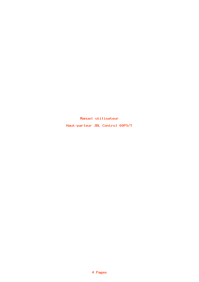 Page 1 de la notice Manuel utilisateur JBL Control 60PS/T