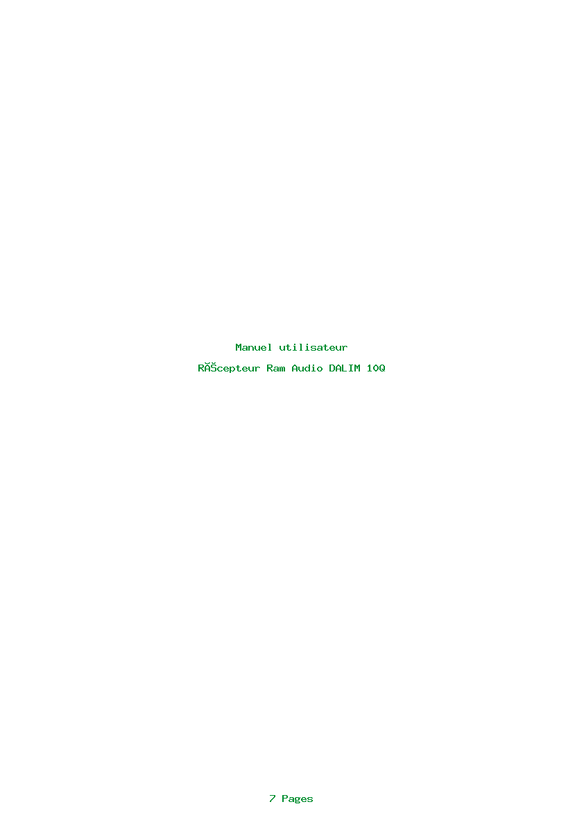 Page 1 de la notice Manuel utilisateur Ram Audio DALIM 10Q