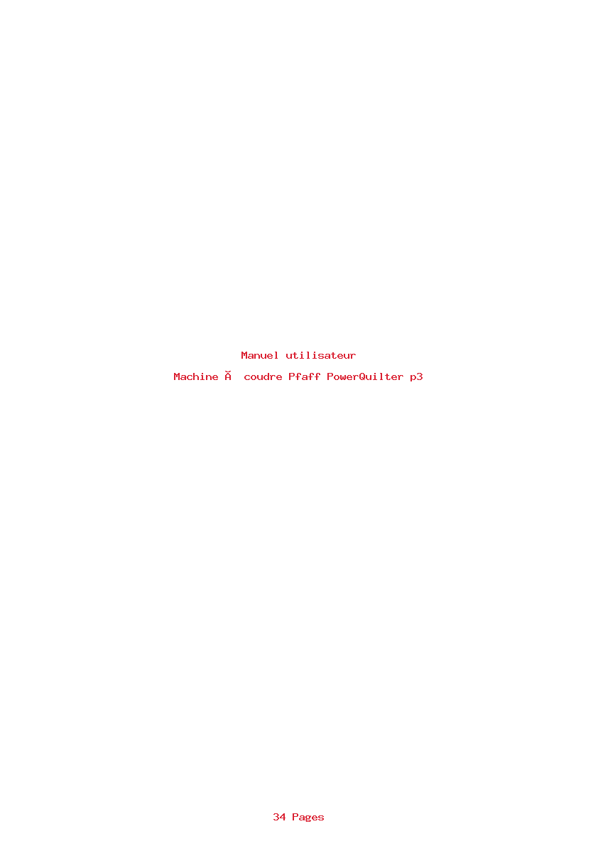 Page 1 de la notice Manuel utilisateur Pfaff PowerQuilter p3