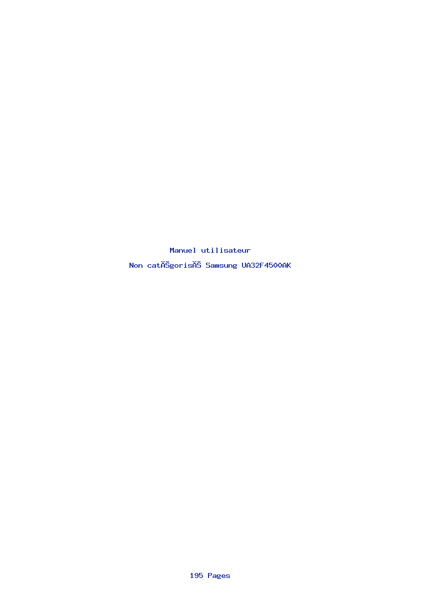 Page 1 de la notice Manuel utilisateur Samsung UA32F4500AK