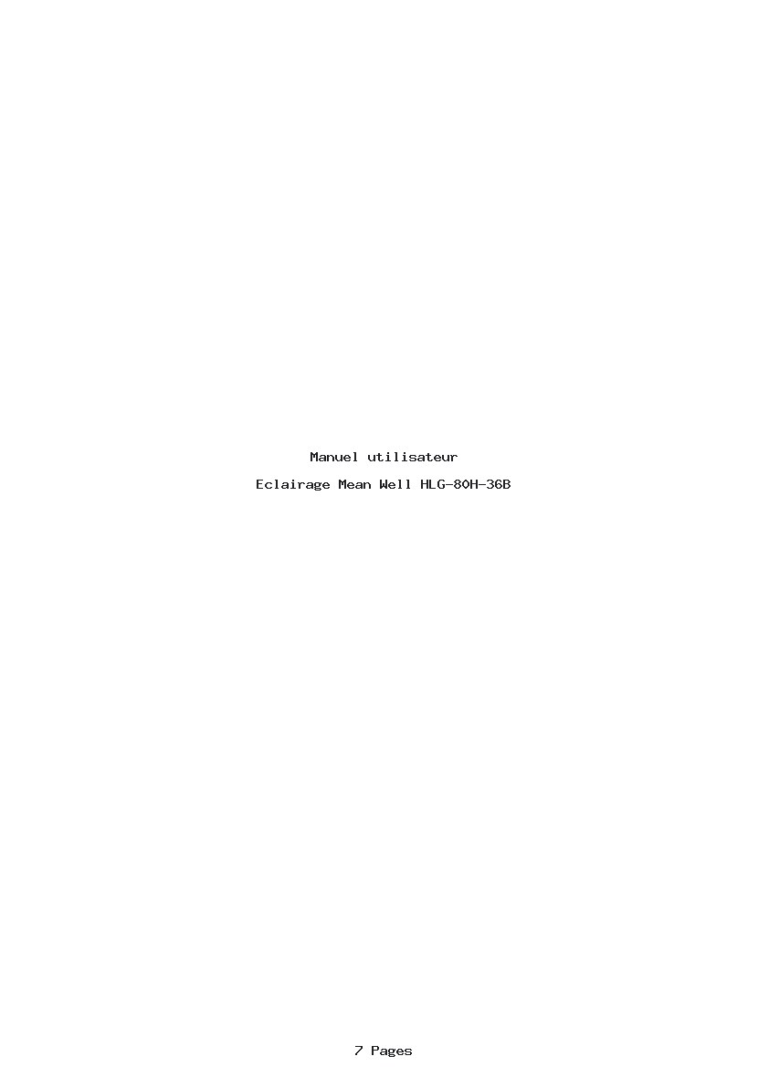 Page 1 de la notice Manuel utilisateur Mean Well HLG-80H-36B