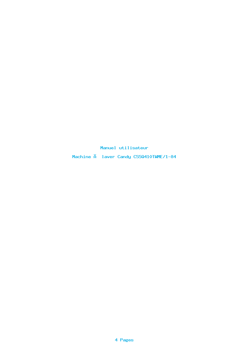 Page 1 de la notice Manuel utilisateur Candy CSSQ410TWME/1-84