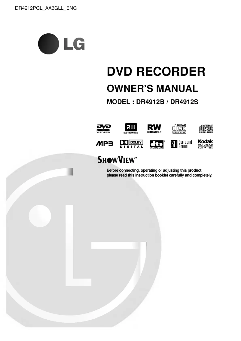 Page 1 de la notice Manuel utilisateur LG DR4912S