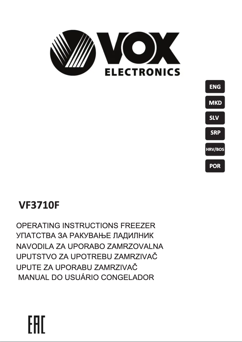 Página 1 del manual Manual de usuario VOX VF 3710 F