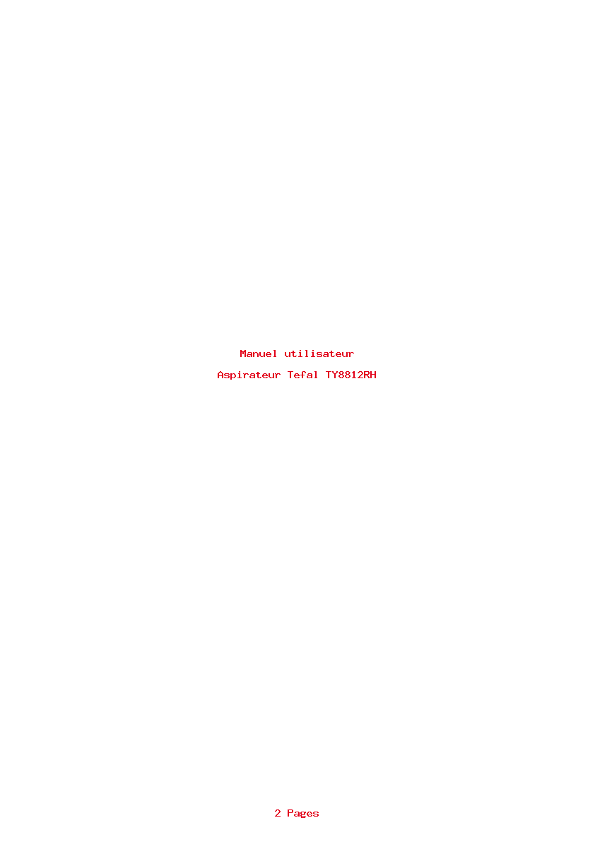 Page 1 de la notice Manuel utilisateur Tefal TY8812RH
