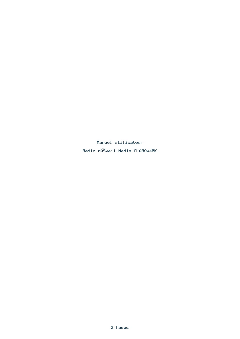 Page 1 de la notice Manuel utilisateur Nedis CLAR004BK
